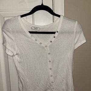 Hippie Rose White Fitted Button Down Tee